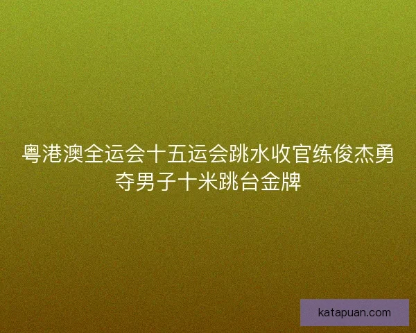 粤港澳全运会十五运会跳水收官练俊杰勇夺男子十米跳台金牌